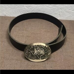 ADM Award Design Medals Texas Solid Brass Buckle Black Leather Belt Norman OK